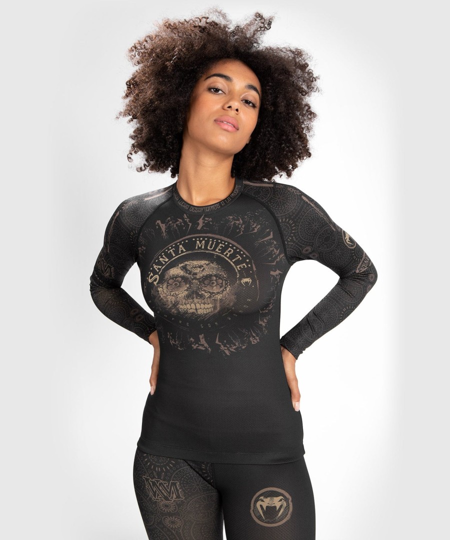 venum Γυναικείο santa muerte dark side - rashguard Μακρυμάνικο - ΜαύροΚαφέ