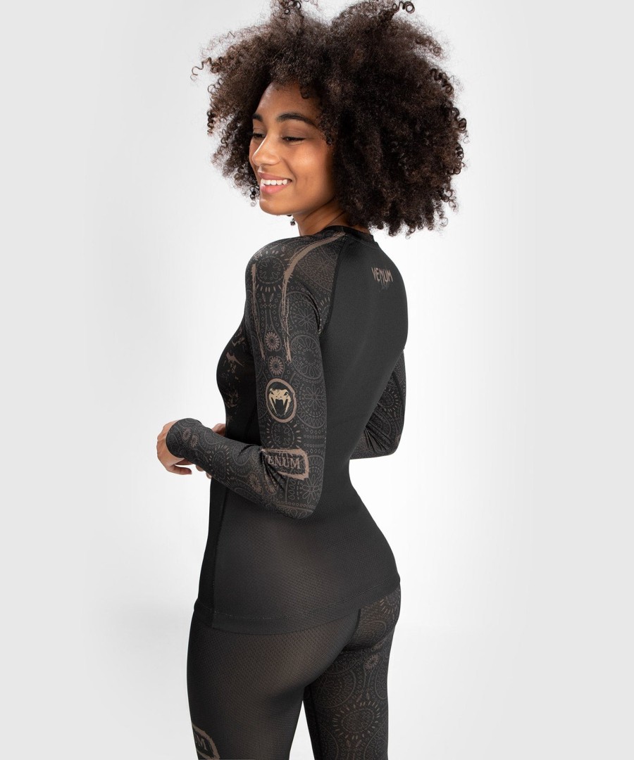 venum Γυναικείο santa muerte dark side - rashguard Μακρυμάνικο - ΜαύροΚαφέ