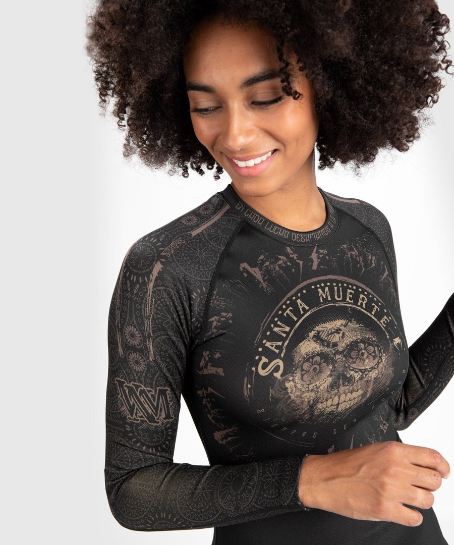venum Γυναικείο santa muerte dark side - rashguard Μακρυμάνικο - ΜαύροΚαφέ
