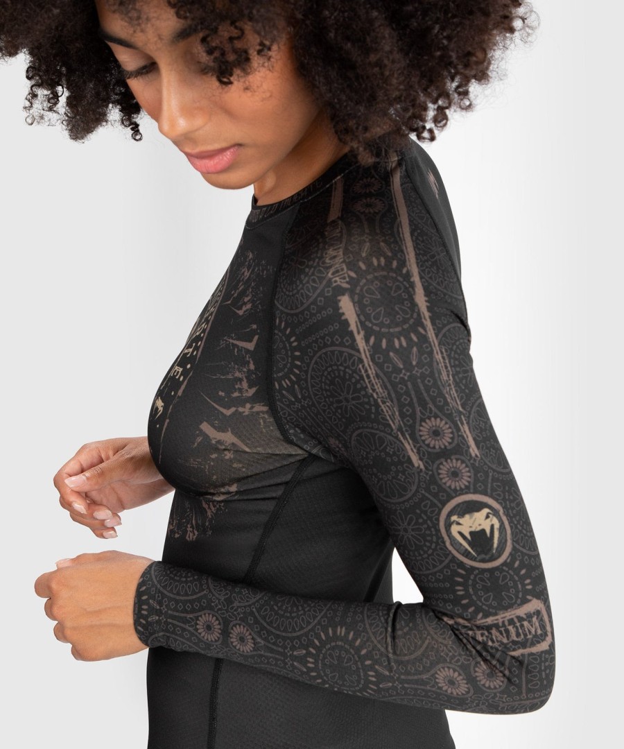 venum Γυναικείο santa muerte dark side - rashguard Μακρυμάνικο - ΜαύροΚαφέ