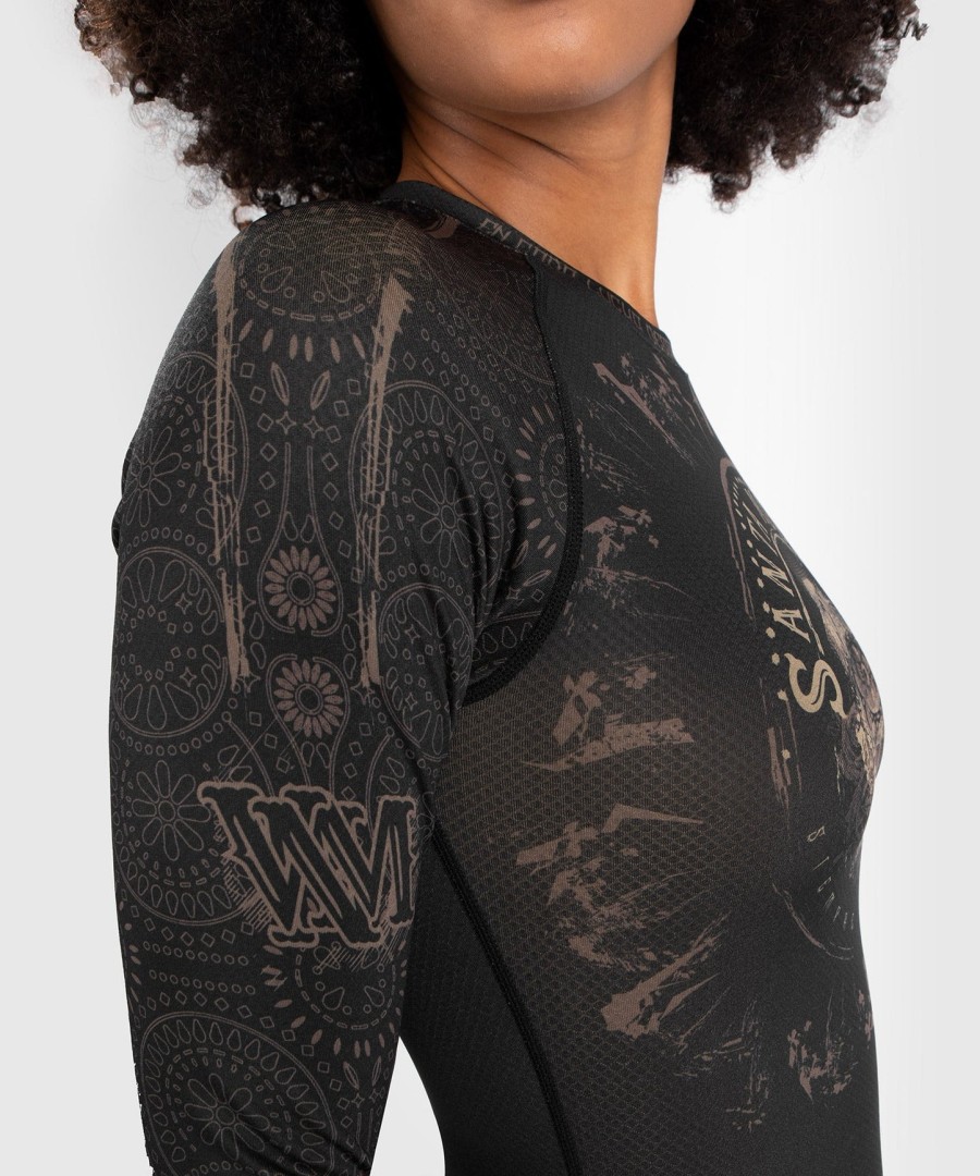 venum Γυναικείο santa muerte dark side - rashguard Μακρυμάνικο - ΜαύροΚαφέ