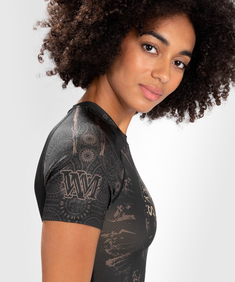 venum Γυναικείο santa muerte dark side - rashguard Κοντό Μανίκι - ΜαύροΚαφέ