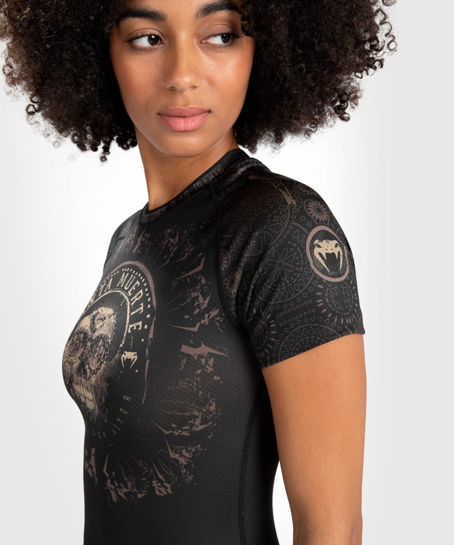 venum Γυναικείο santa muerte dark side - rashguard Κοντό Μανίκι - ΜαύροΚαφέ