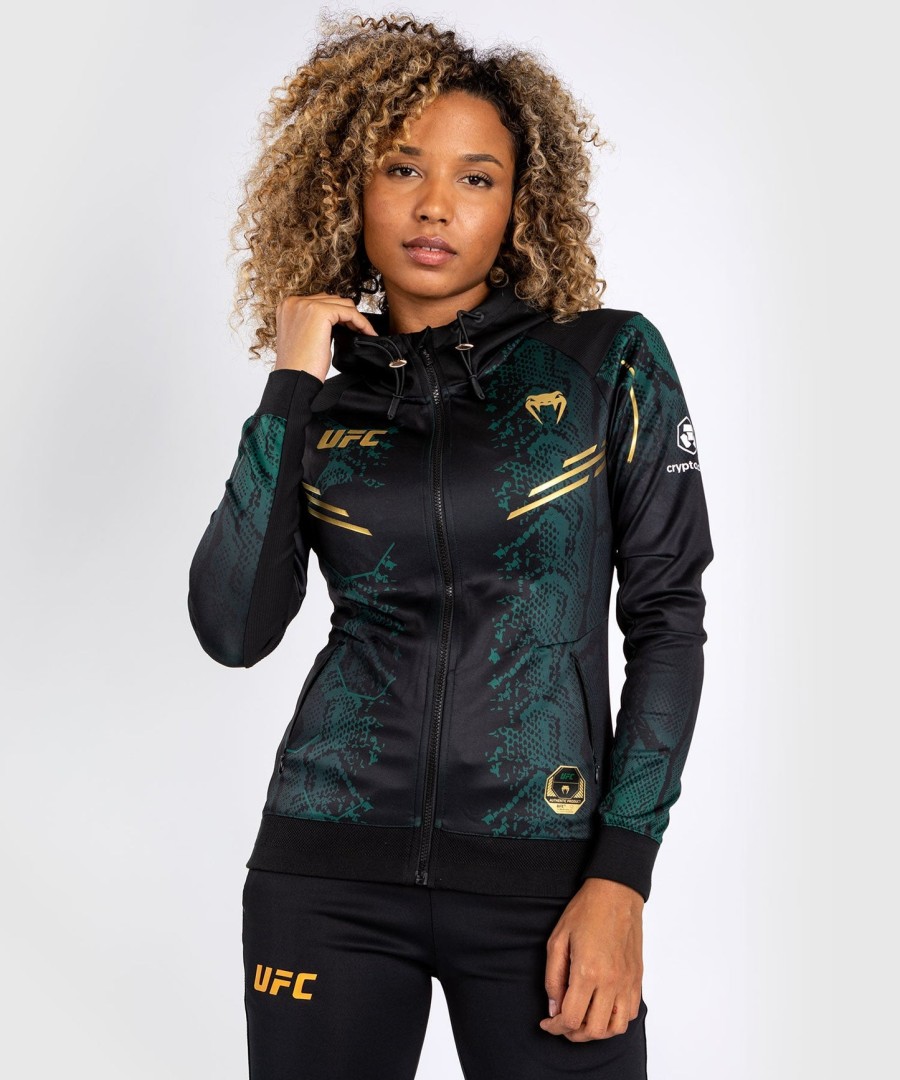 Φούτερ με κουκούλα ufc adrenaline by venum authentic fight night women walkout - emerald edition - ΠράσινοΜαύροΧρυσό