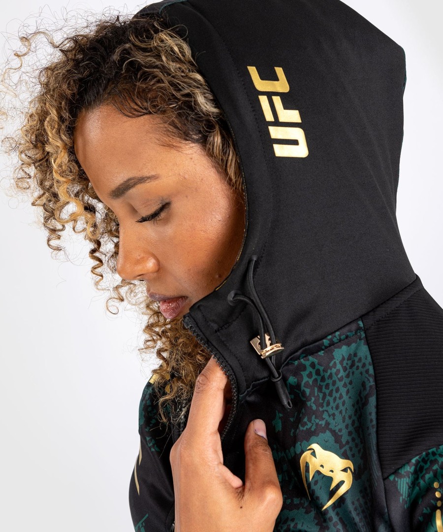 Φούτερ με κουκούλα ufc adrenaline by venum authentic fight night women walkout - emerald edition - ΠράσινοΜαύροΧρυσό