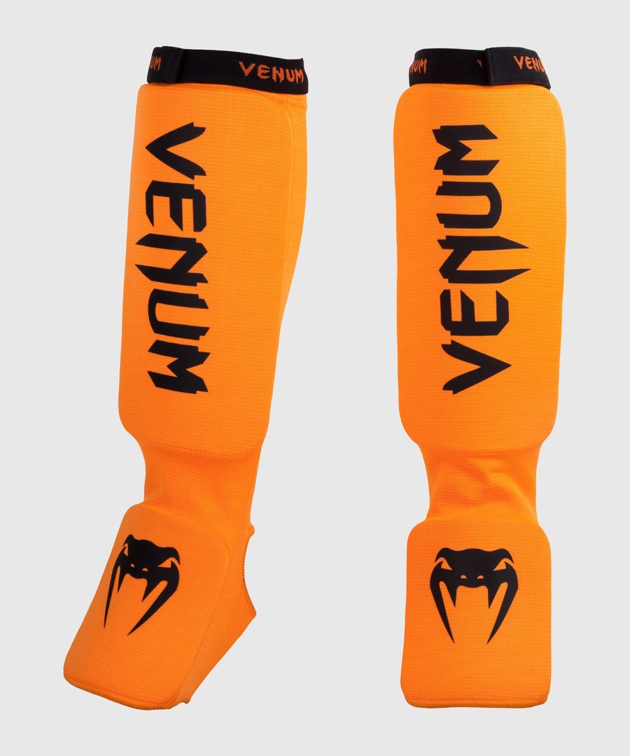 venum kontact shin guards - neo orange